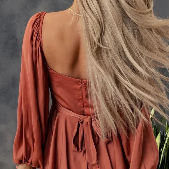 Square Neck Bubble Sleeves Layered Romper. barbiecore - Picture 4 of 10